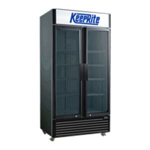 Freezer vertical para cerveza Keeprite Teck MGBR-980FDX negro de 36 pies cúbicos con 2 puertas de cristal